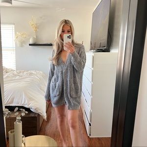 Gray Oversized Cardigan. Fits Size US XS-M.